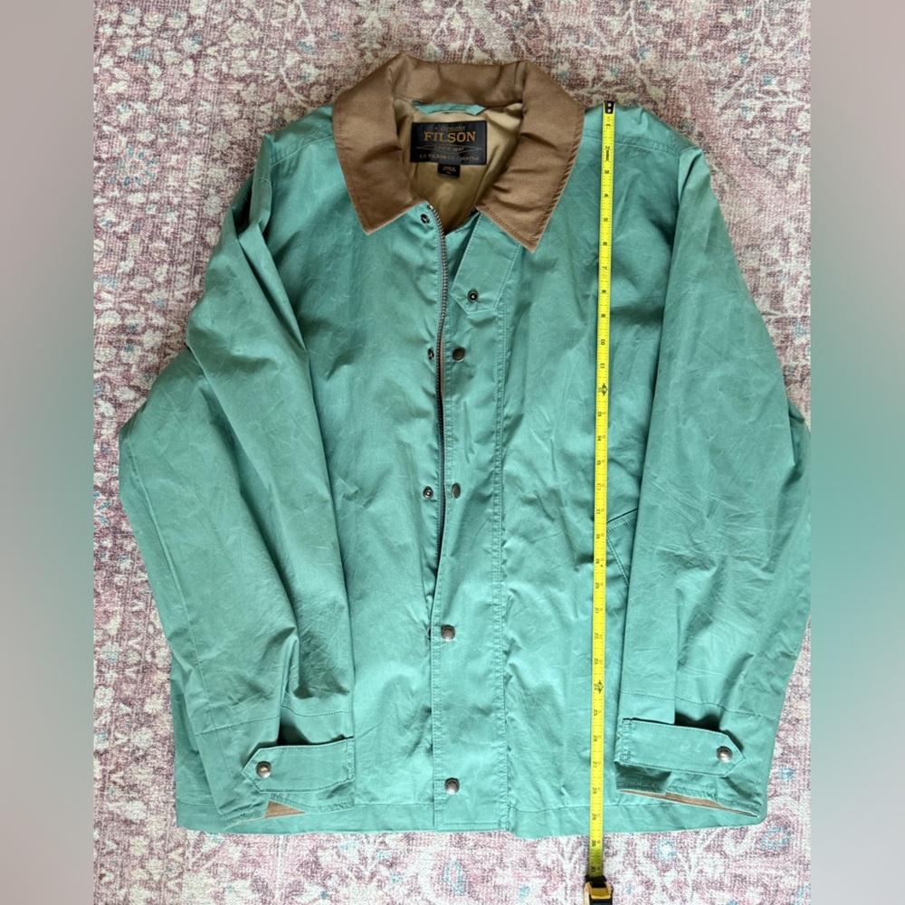 Teal short lined ranger jacket in dry wax